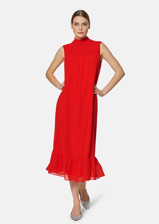Sleeveless chiffon dress with elegant print 1