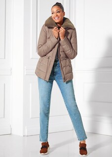 Padded quilted jacket with detachable faux fur thumbnail 2