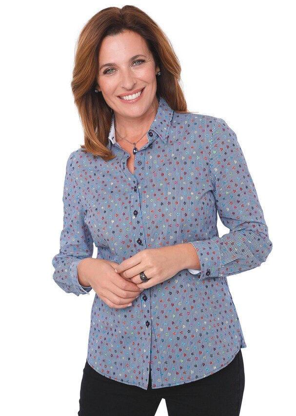 Interessant gestreepte blouse met extra print
