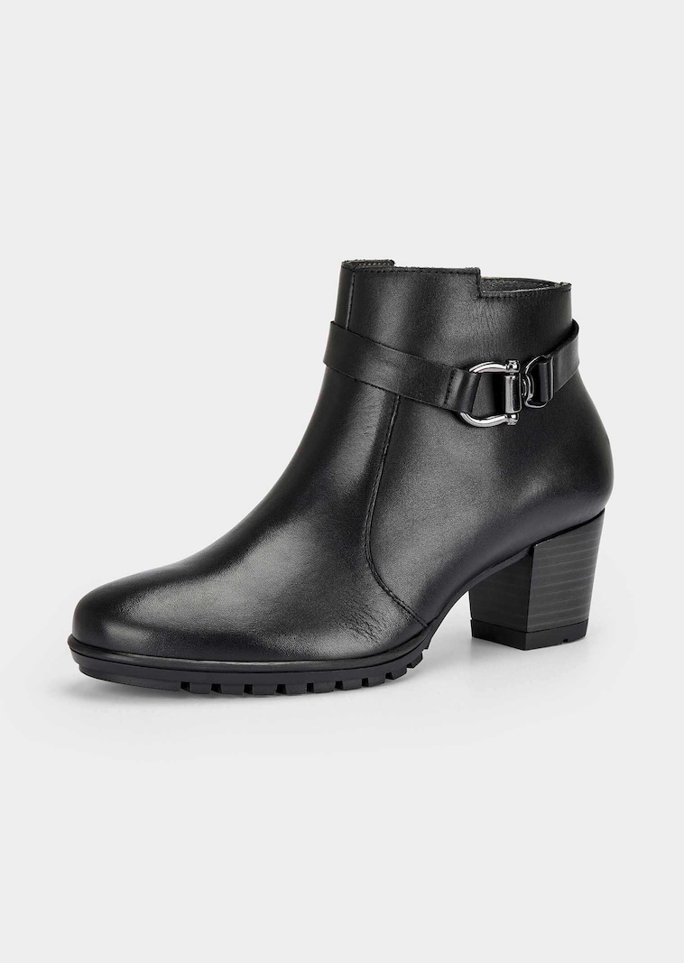 Bottines en cuir lisse avec élément décoratif