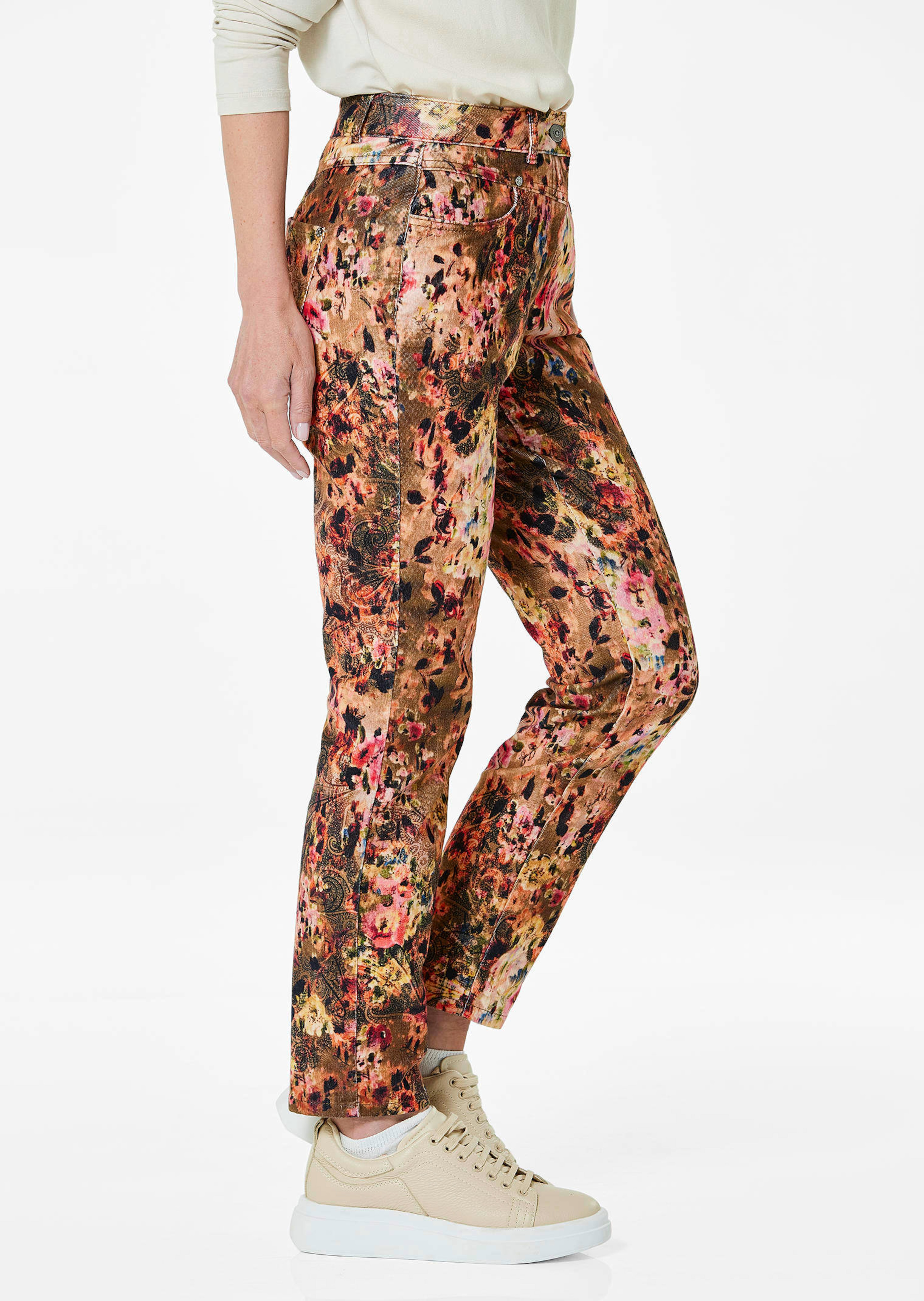 Fluwelen broek met all-over print thumbnail 4