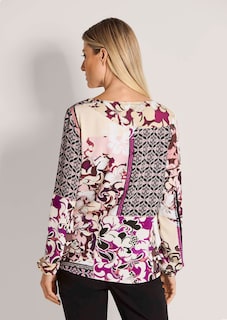 Bluse mit Blumenprint und Bordüre thumbnail 3