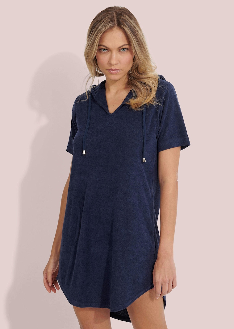 Terry cloth dress with hood
