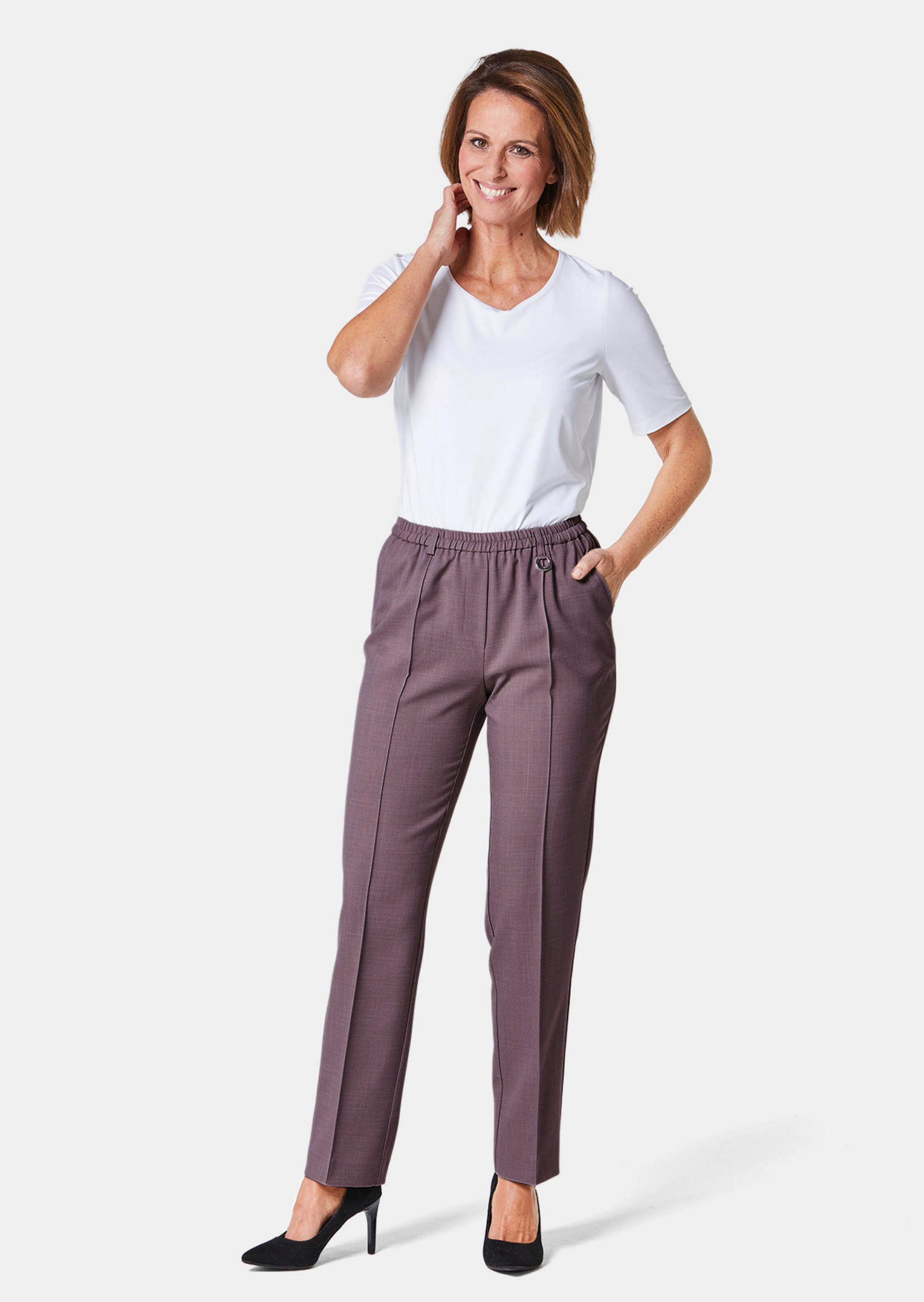 Pantalon quasi infroissable LOUISA traité SilverFresh - lilas - Gr. 22 de Goldner Fashion