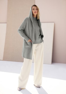 Gilet long en maille à capuche thumbnail 7