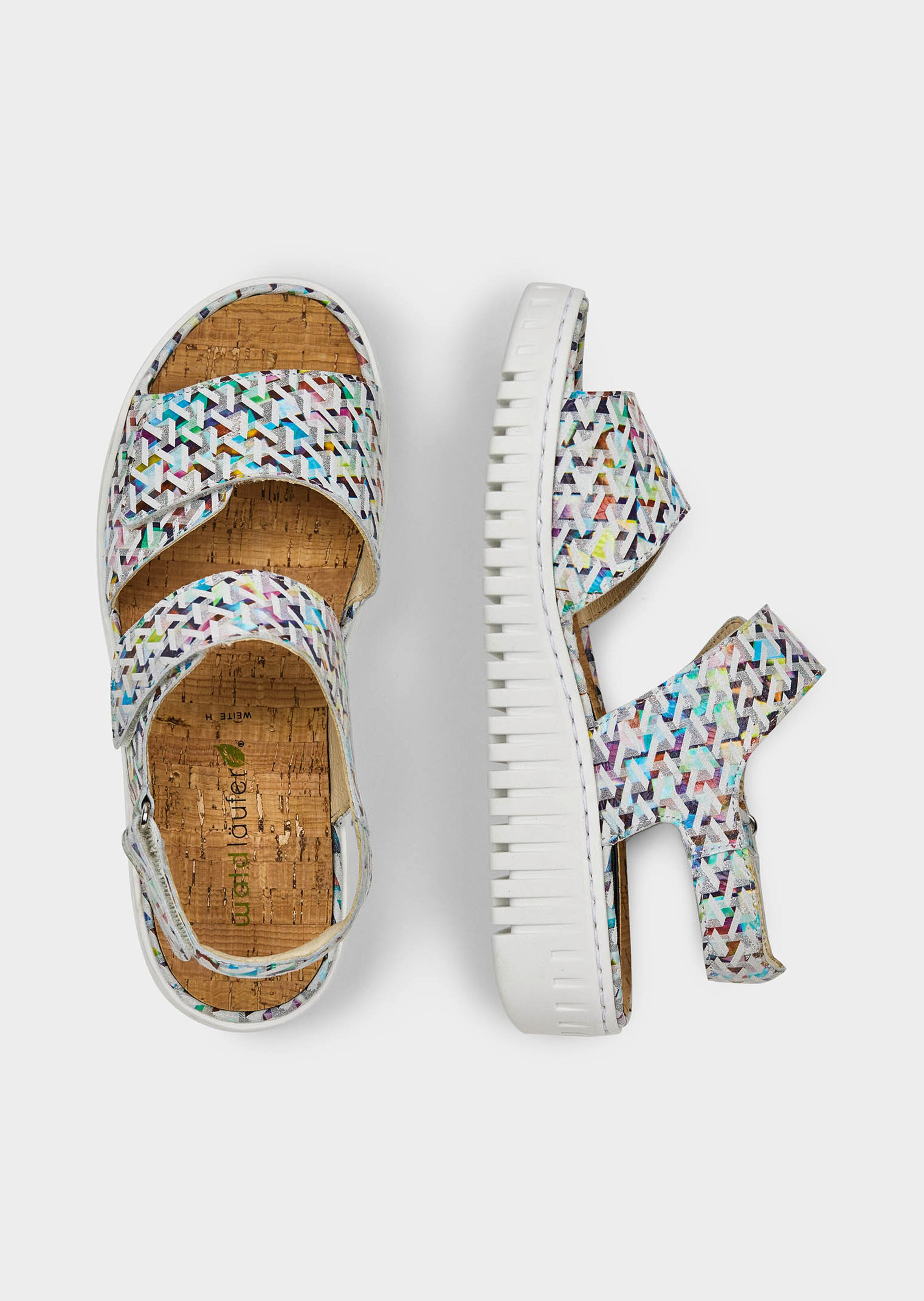 Sandales avec lanière velcro réglable - blanc / multicolore - Gr. 44 de Goldner Fashion