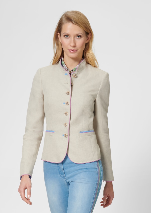Short blazer with contrast piping
