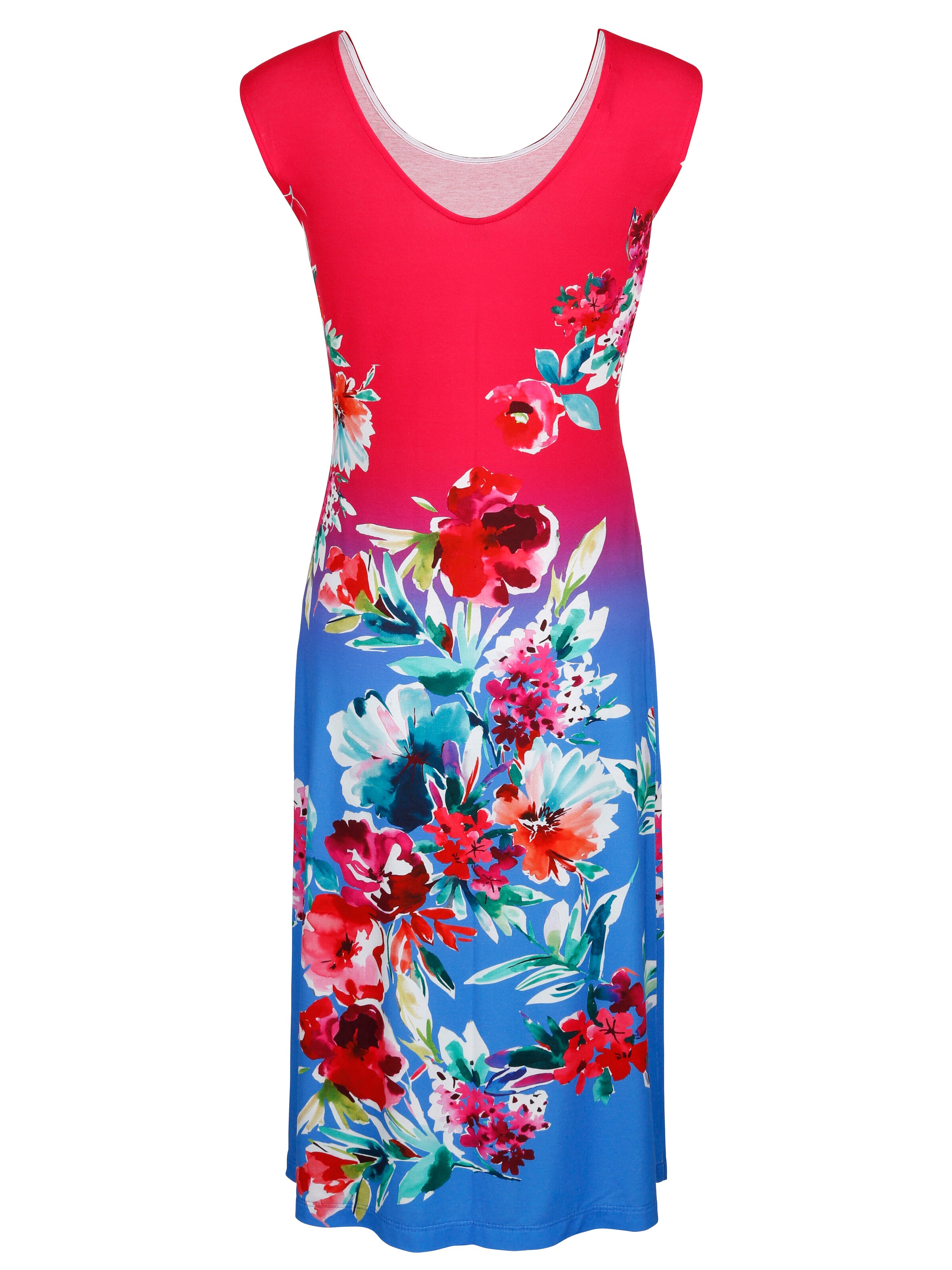 [Übergröße] 30er Slip-Kleid mit Blumen und V-Ausschnitt in Multicolor