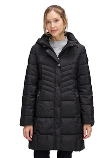 Doorgestikte mantel met zachte capuchon van imitatiebont thumbnail 2