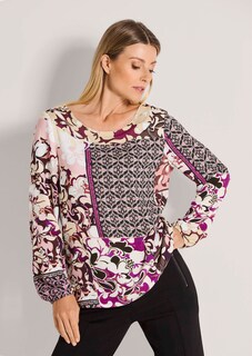 Bluse mit Blumenprint und Bordüre thumbnail 1