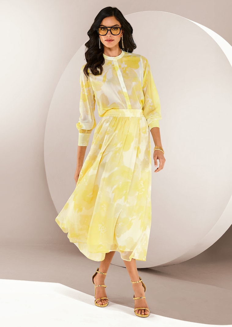 Rundhals-Bluse mit Unikat-Print