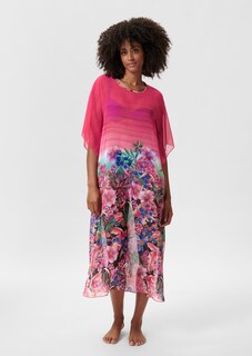 Semitransparenter Kaftan mit floralem Tropenprint thumbnail 1
