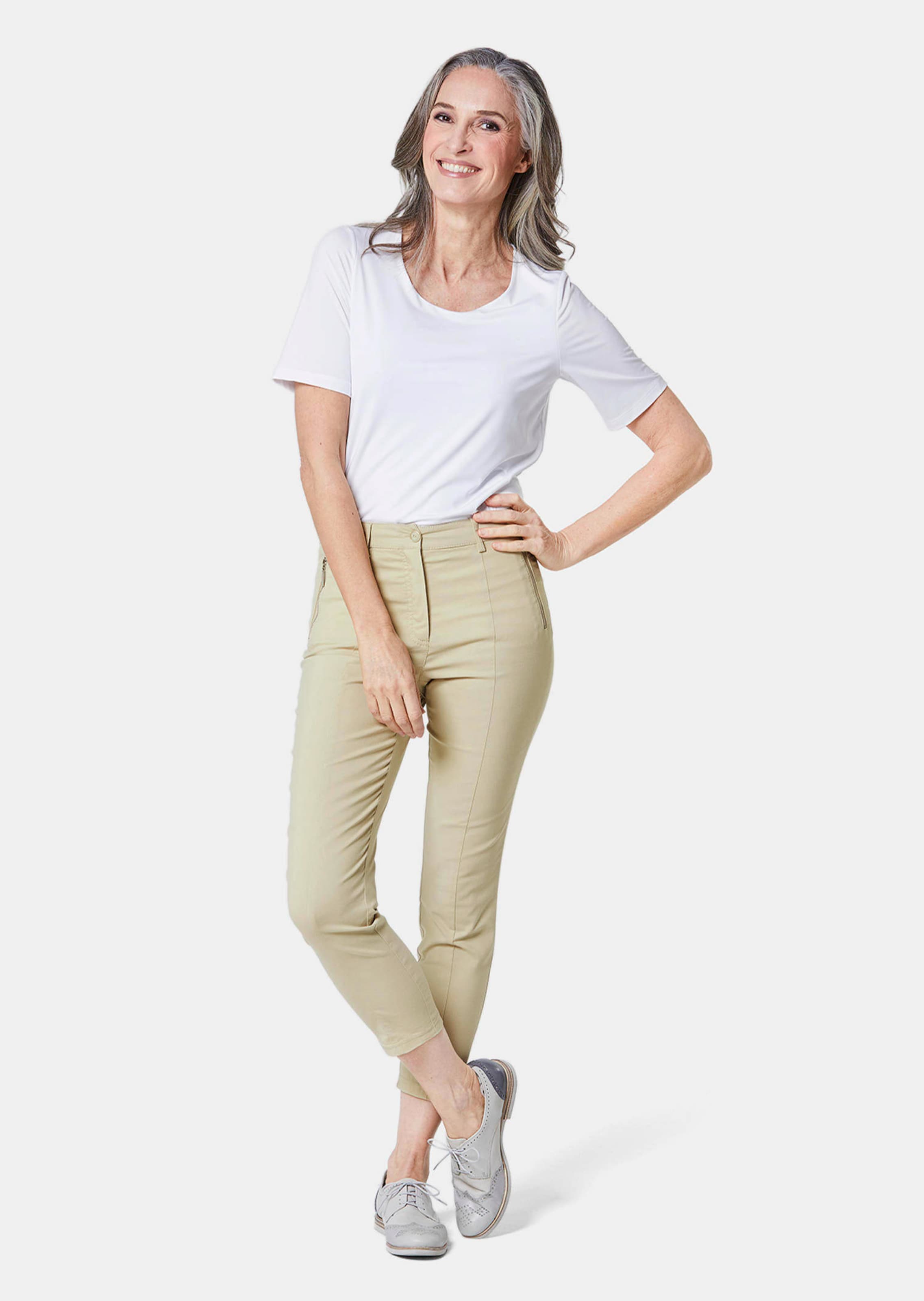 Pantalon extensible avec des coutures supplémentaires - beige - Gr. 24 de Goldner Fashion