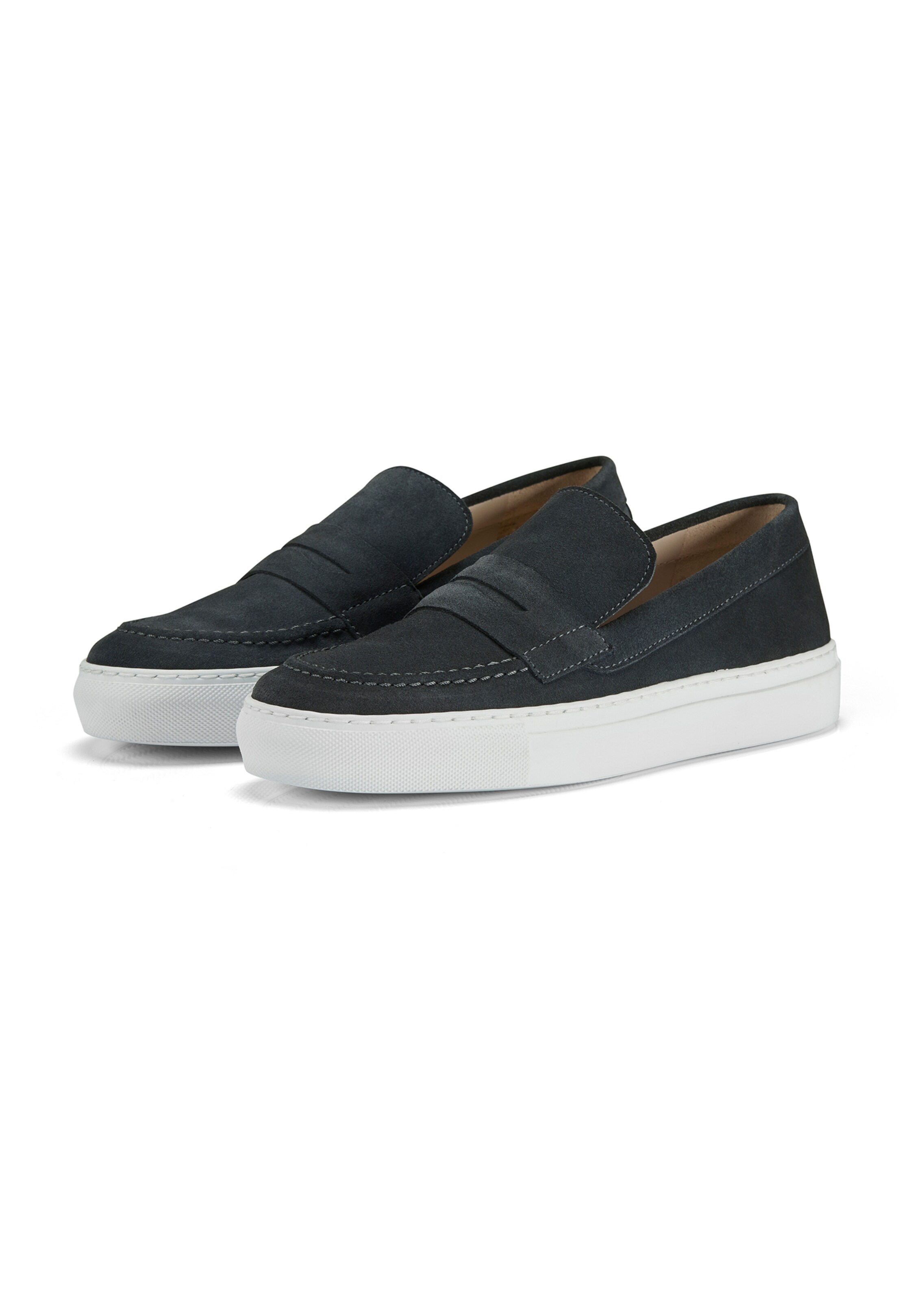 Mokassins aus Veloursleder mit weisser Trendsohle