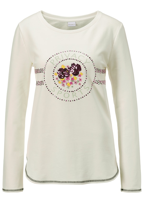 Sweatshirt with logo lettering and sequin decoration