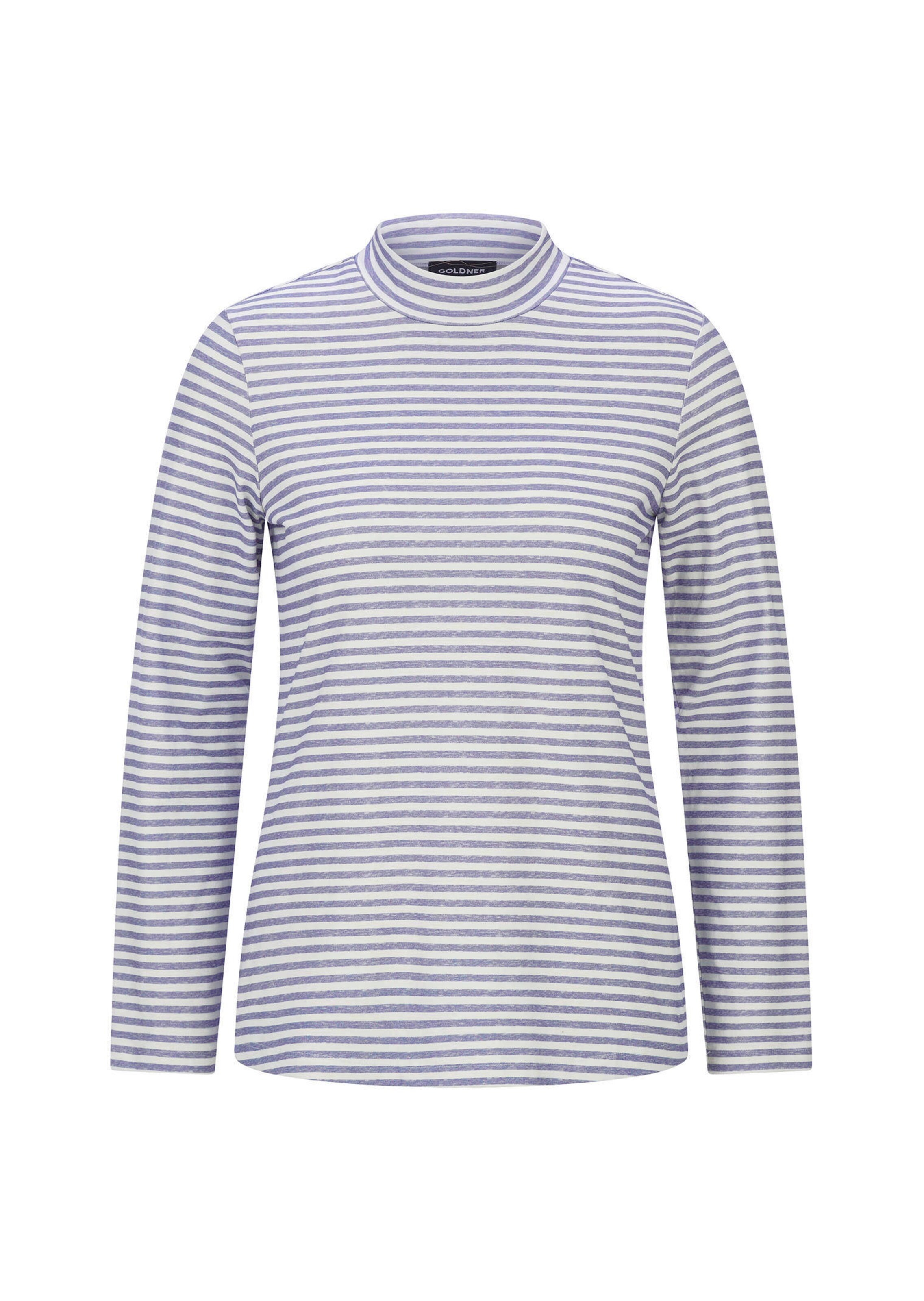 Langarmshirt mit Ringel und Stehkragen