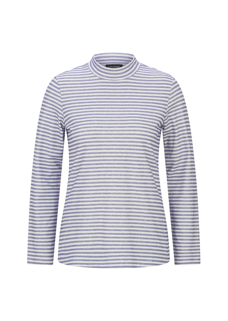 Shirt met lange mouwen, strepen en opstaande kraag