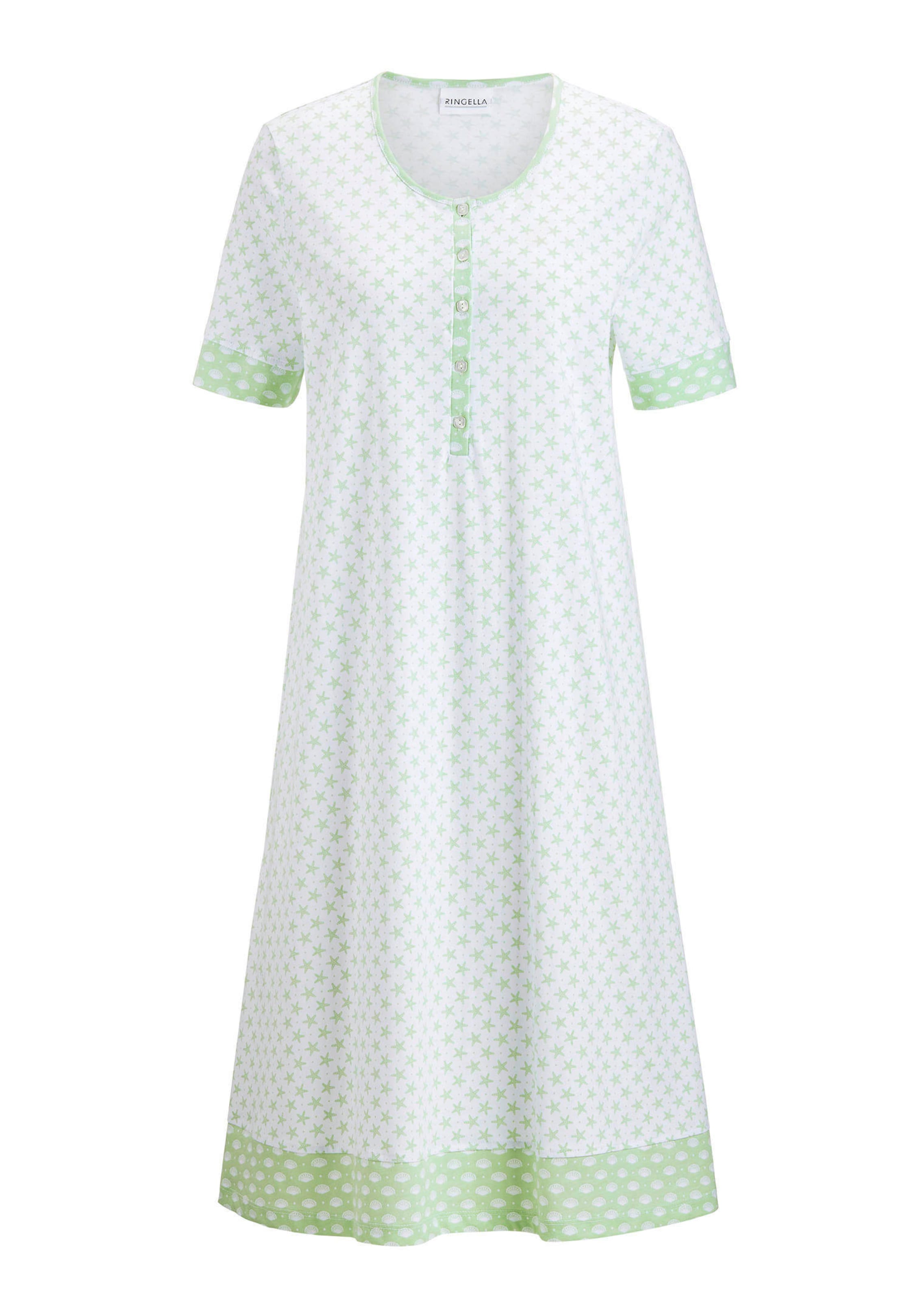 Nachthemd mit halblangen Ärmeln und Knopfleiste