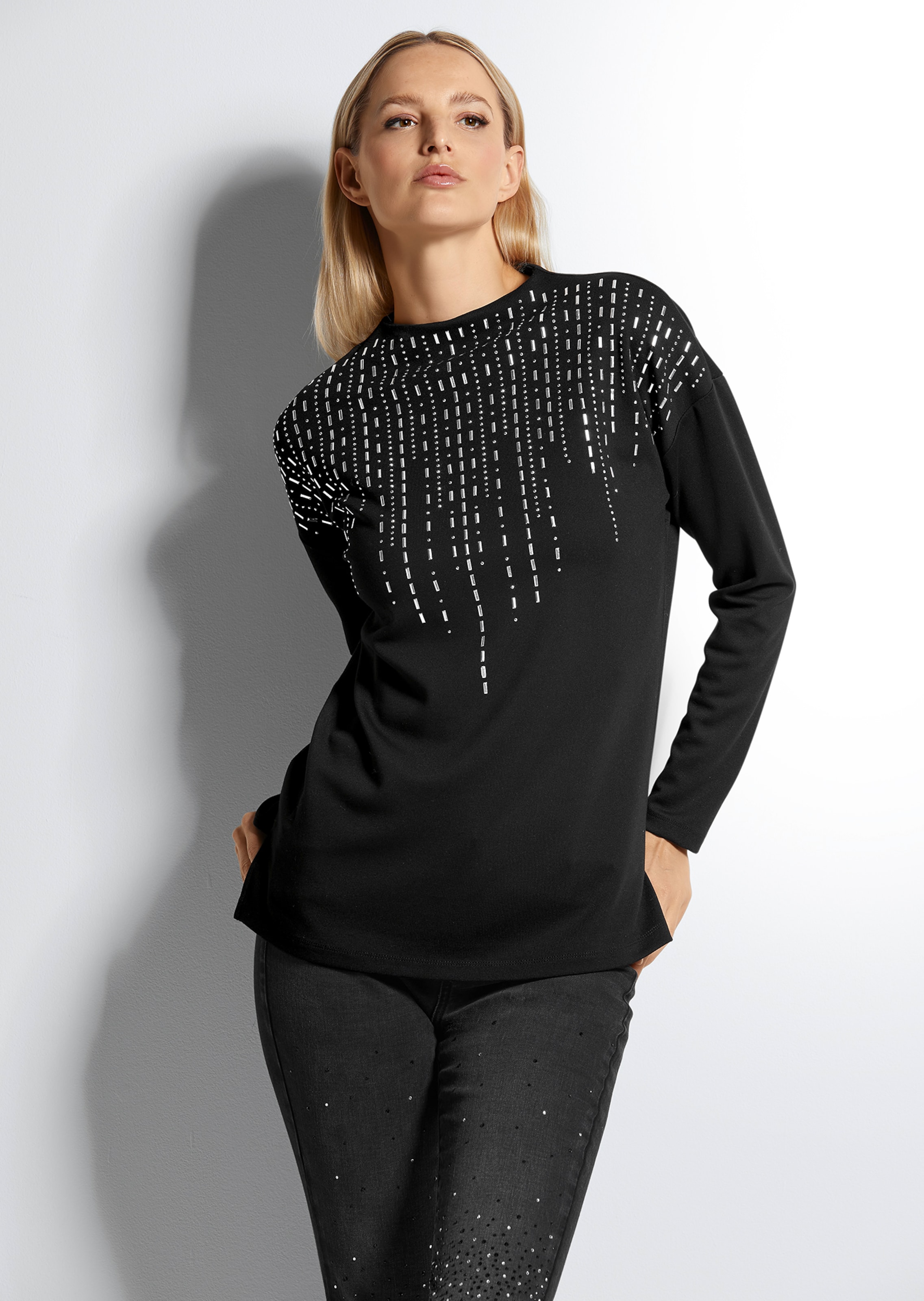 Sweatshirt mit Strass-Besatz