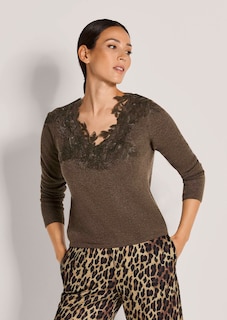 Feinstrickpullover mit Spitzenbesatz thumbnail 1