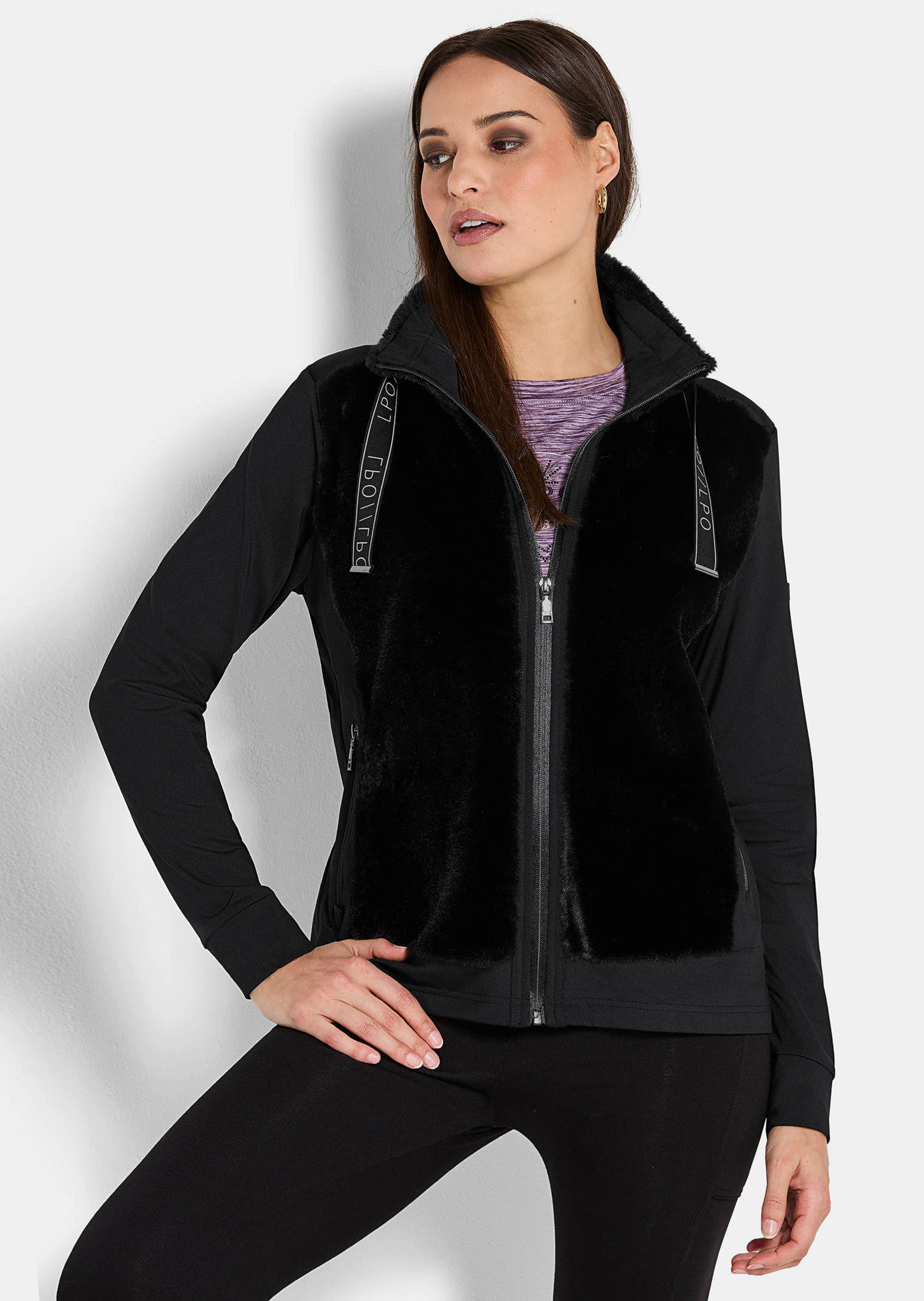 Freizeitjacke mit Fell-Optik und Stehkragen