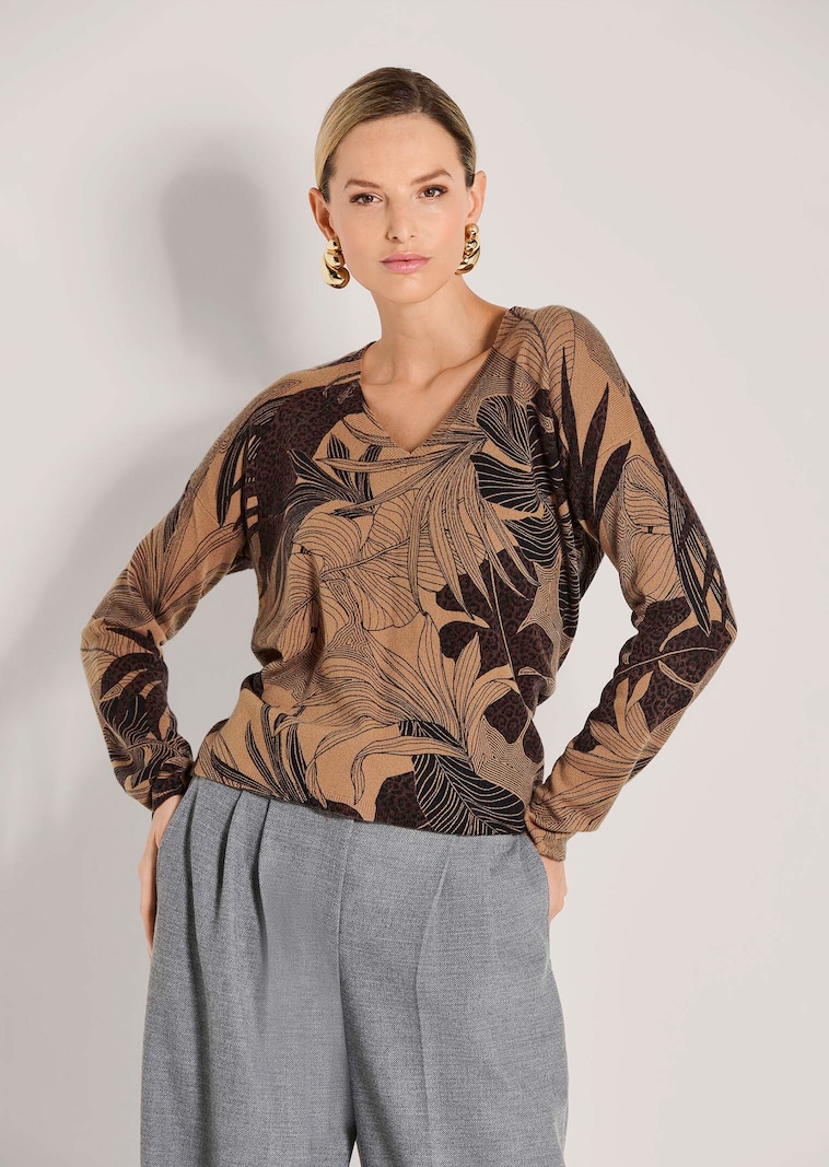 Kaschmir-Pullover mit Allover-Print