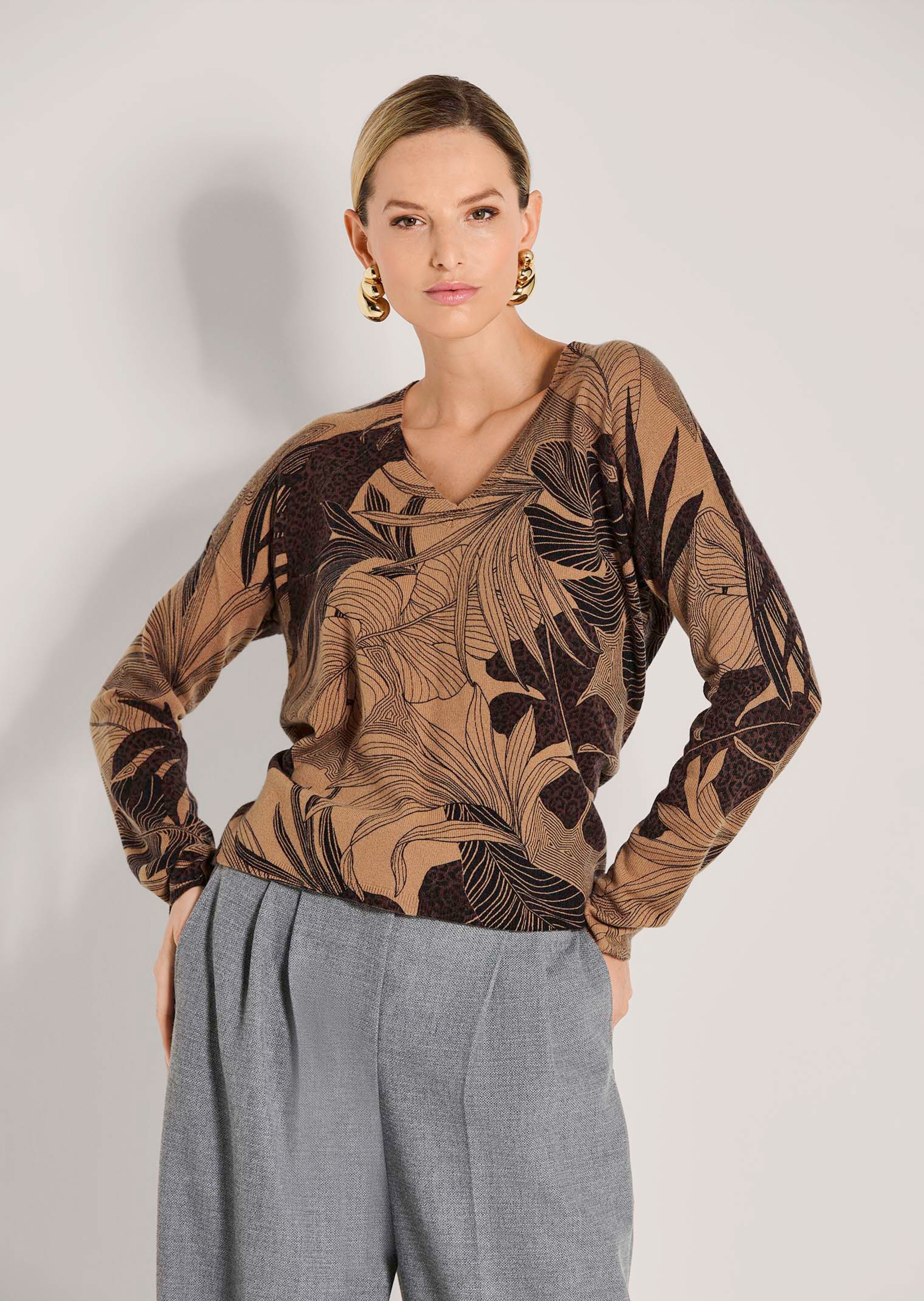 Kaschmir-Pullover mit Allover-Print