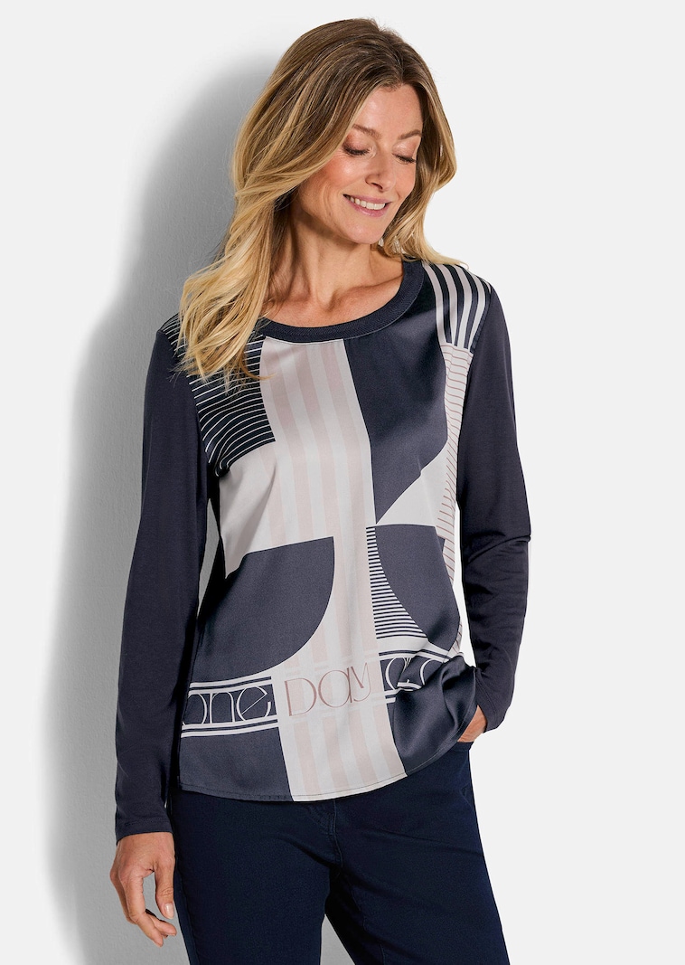 Blusenshirt aus Jersey und Satin