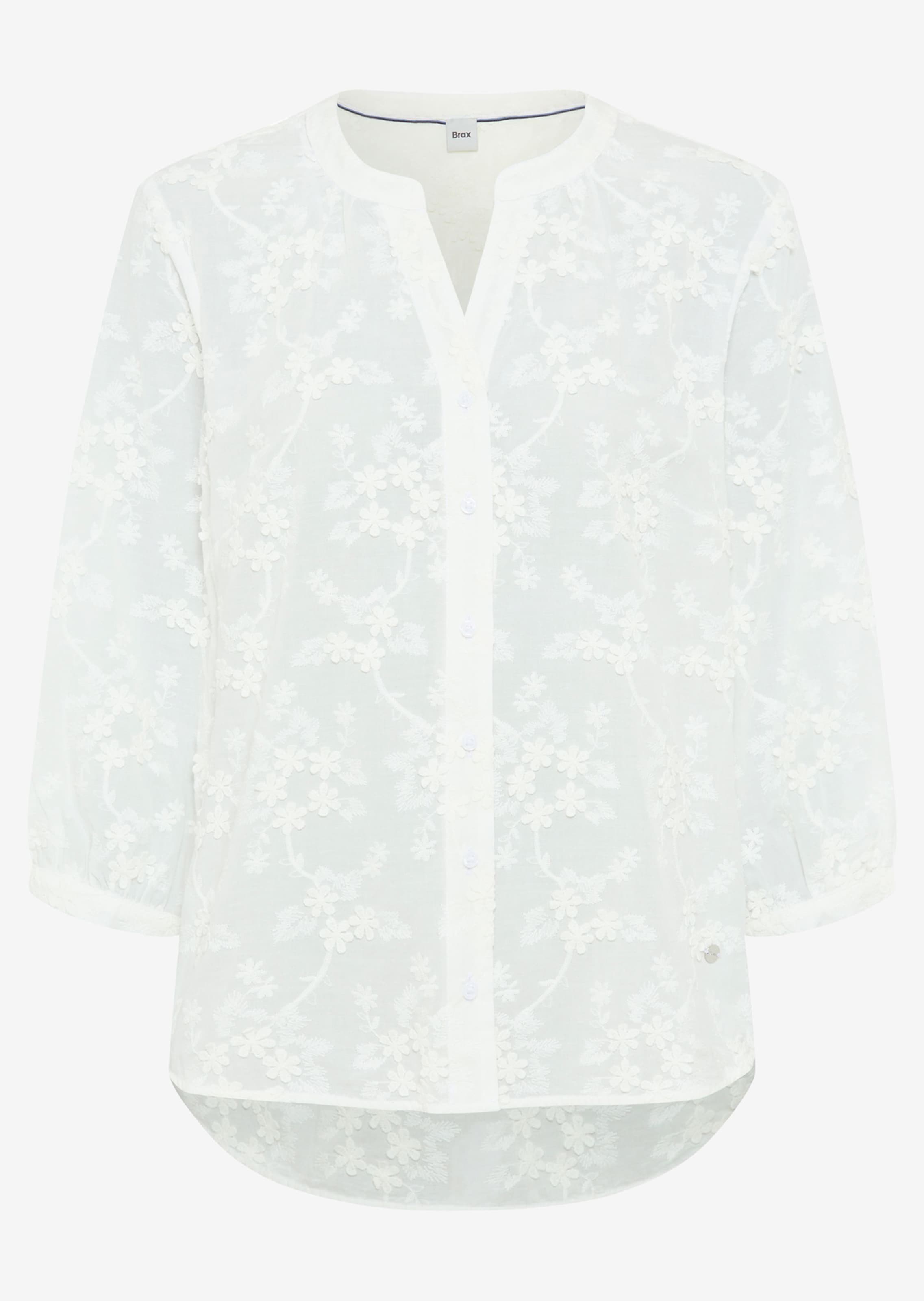 Baumwollbluse mit aufgesetzten Blüten