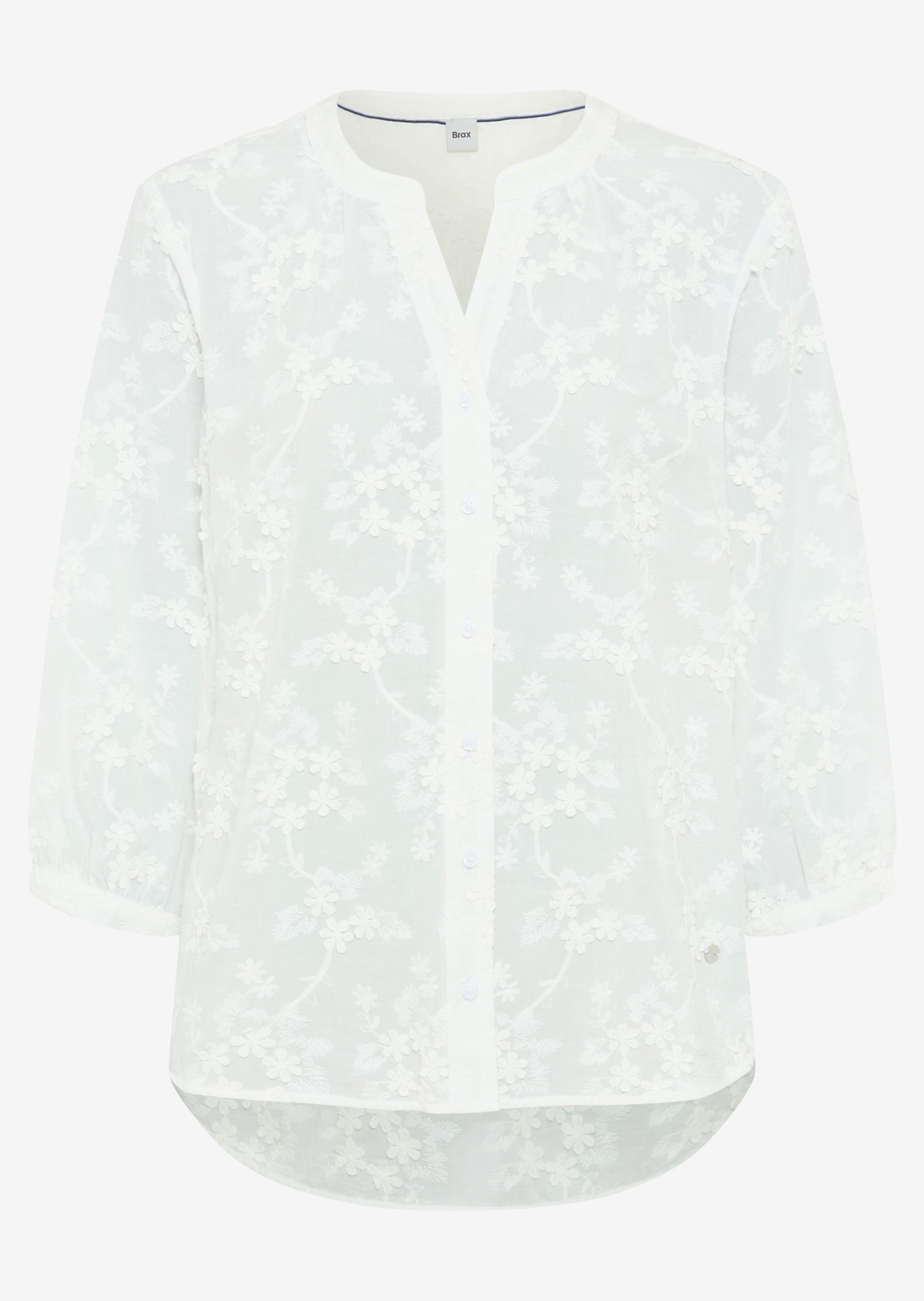 Baumwollbluse mit aufgesetzten Blüten