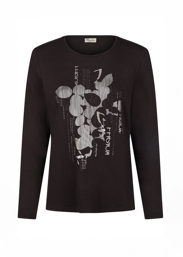 T-shirt à manches longues avec imprimé, coloris argent