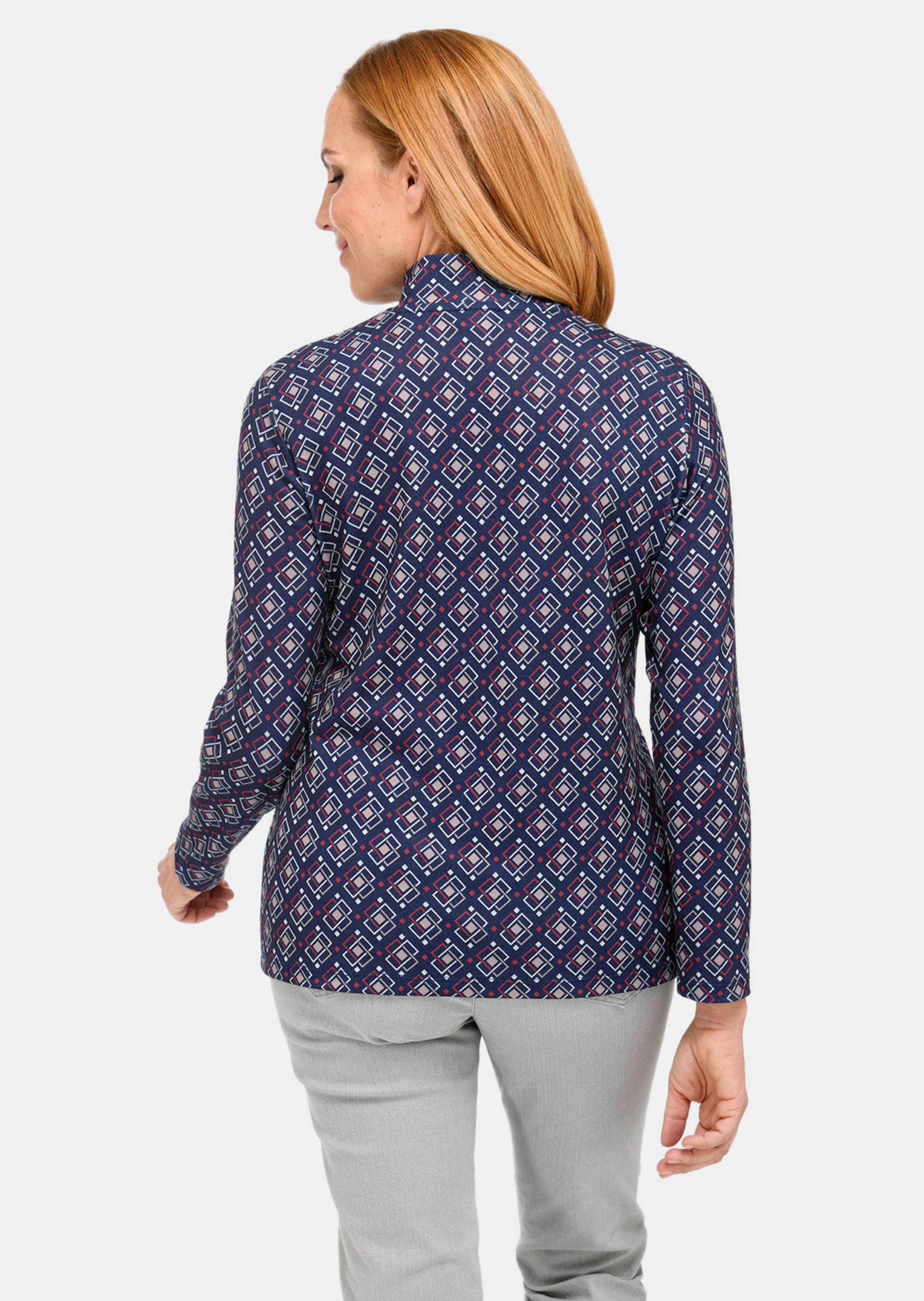 T-shirt à col droit avec motif minimaliste et zip - marine / rouge / à motifs - Gr. 22 de Goldner Fa