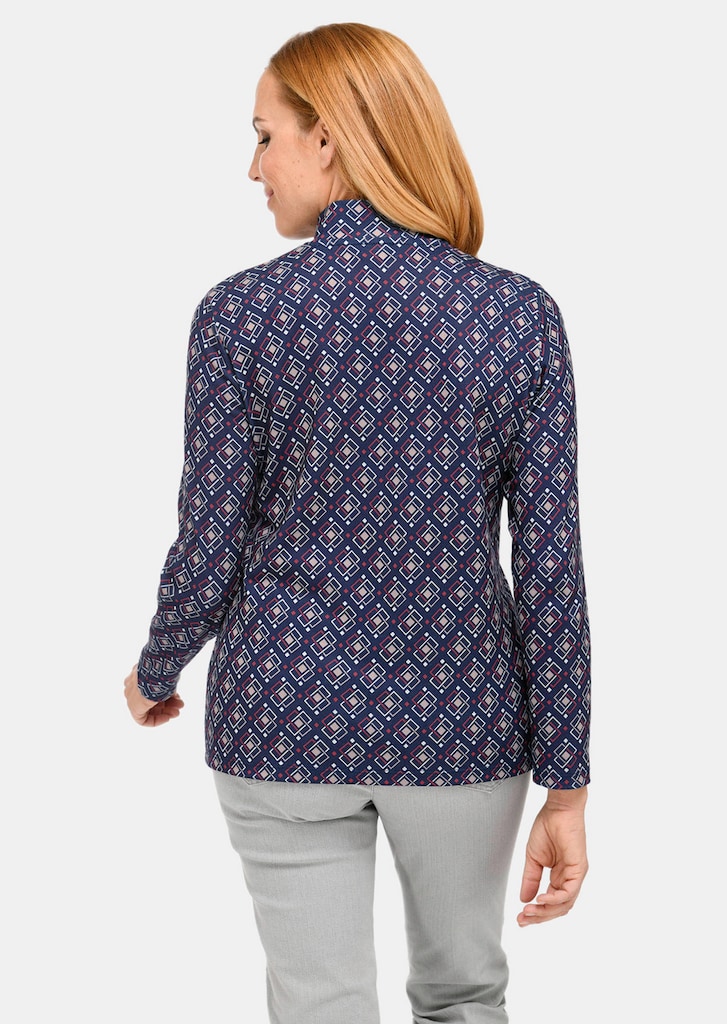 T-shirt à col droit avec motif minimaliste et zip 1