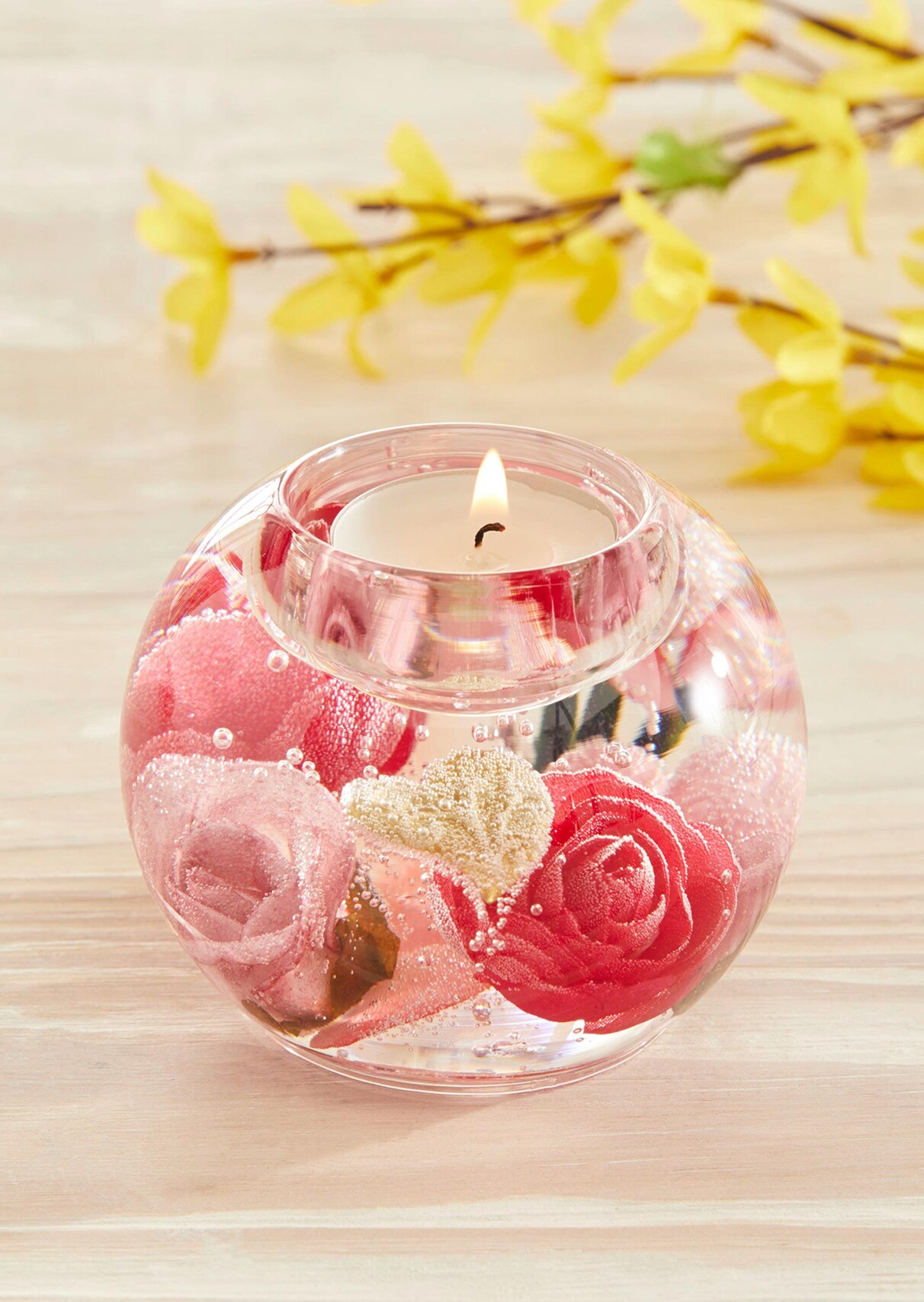 Fink Teelichthalter Aus Glas – Rosa Kugelform, 11 Cm, Candy-Kollektion, Ideal Für Romantische Stimmung