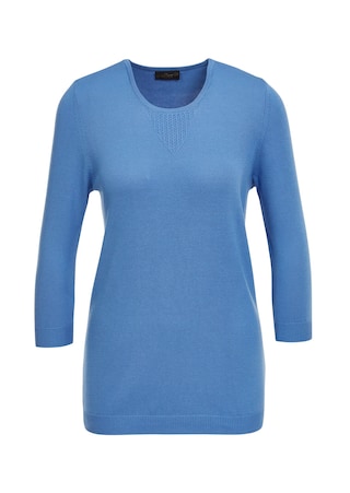 blauw Zomerse, tricot pullover met ajourpatroon