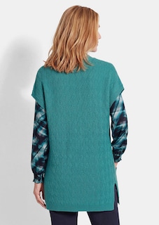 Tricot vest van merinowol met ruitpatroon thumbnail 3