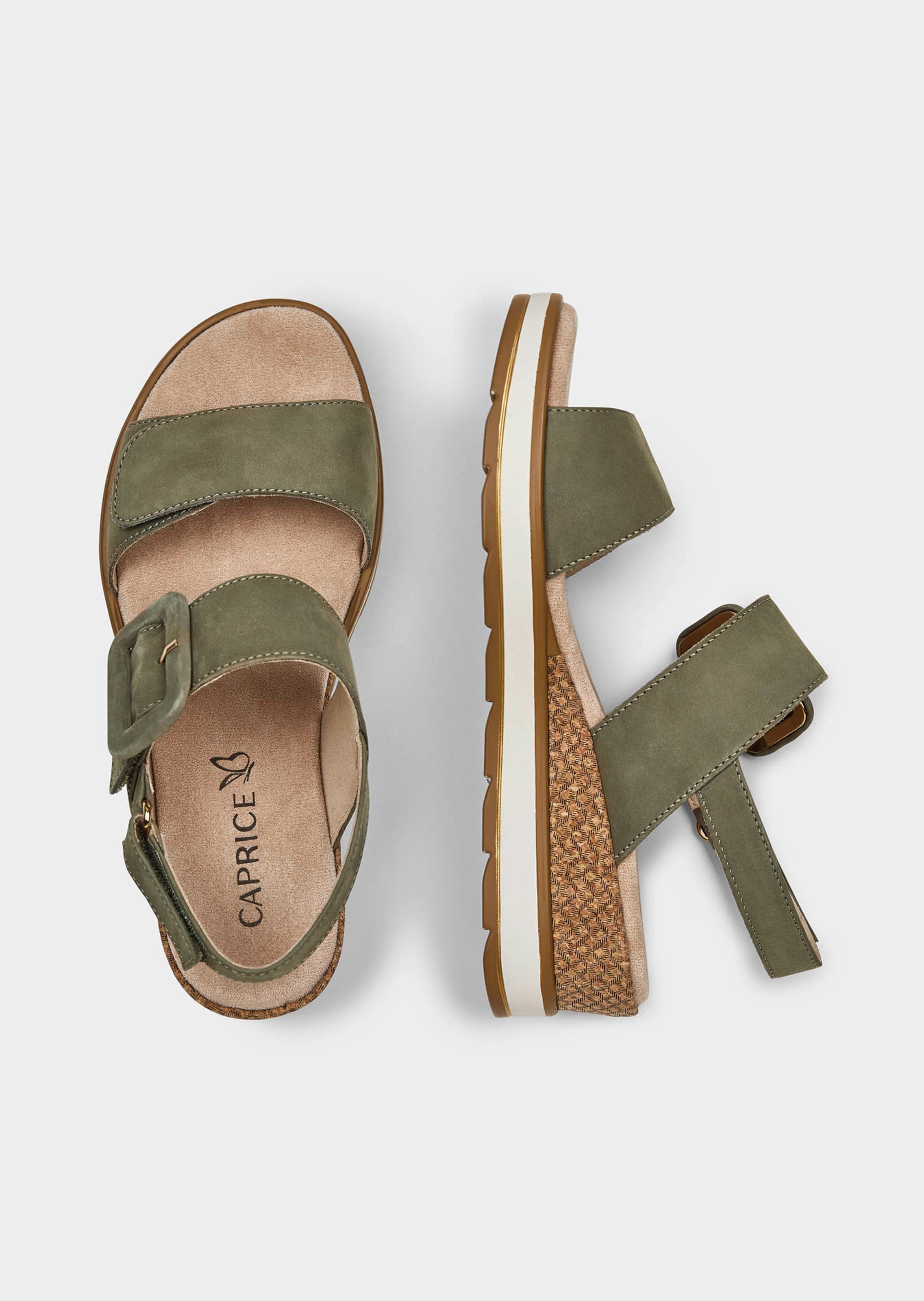 Sandales avec boucle décorative - kaki - Gr. 38 de Goldner Fashion