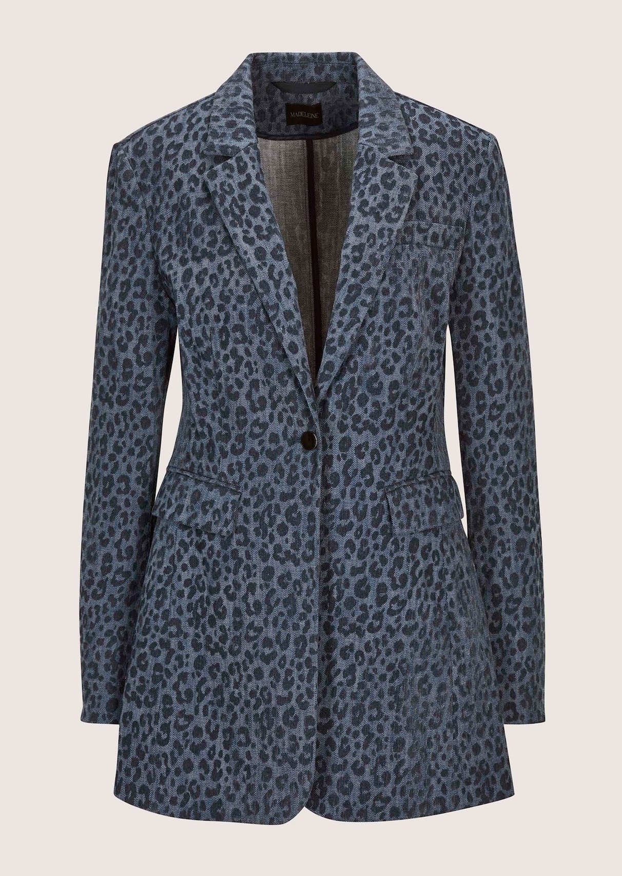 Denim blazer met luipaardprint