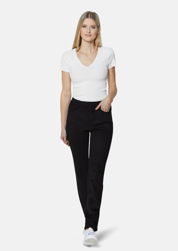 Slim-fit jeggings with pockets and studs in black