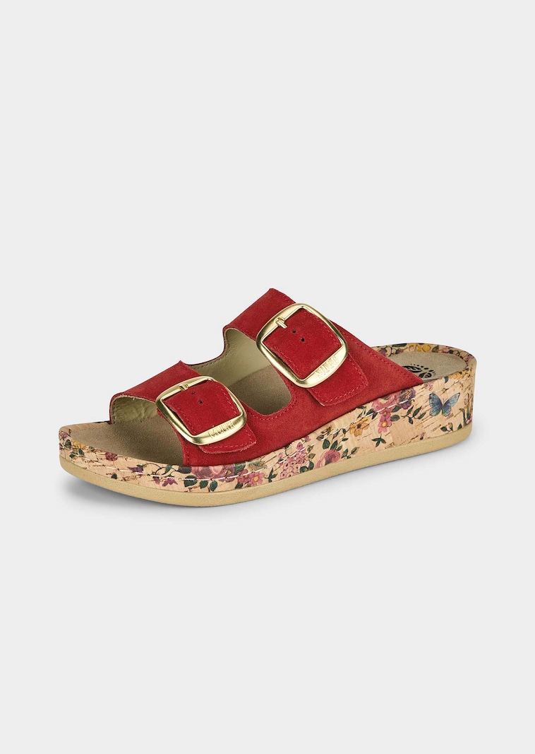 Mules à talon compensé