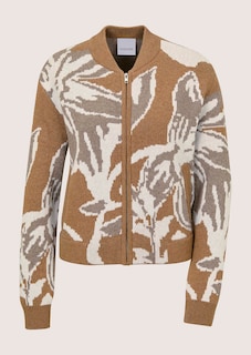 Strickblouson mit Jacquard-Blütendessin thumbnail 6