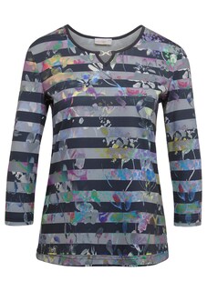 Bequemes Druckshirt in Blumen-Ringeloptik thumbnail 2