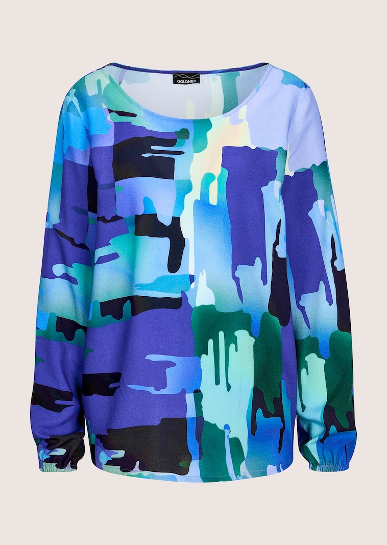 Viskose-Bluse mit Rundhalsausschnitt