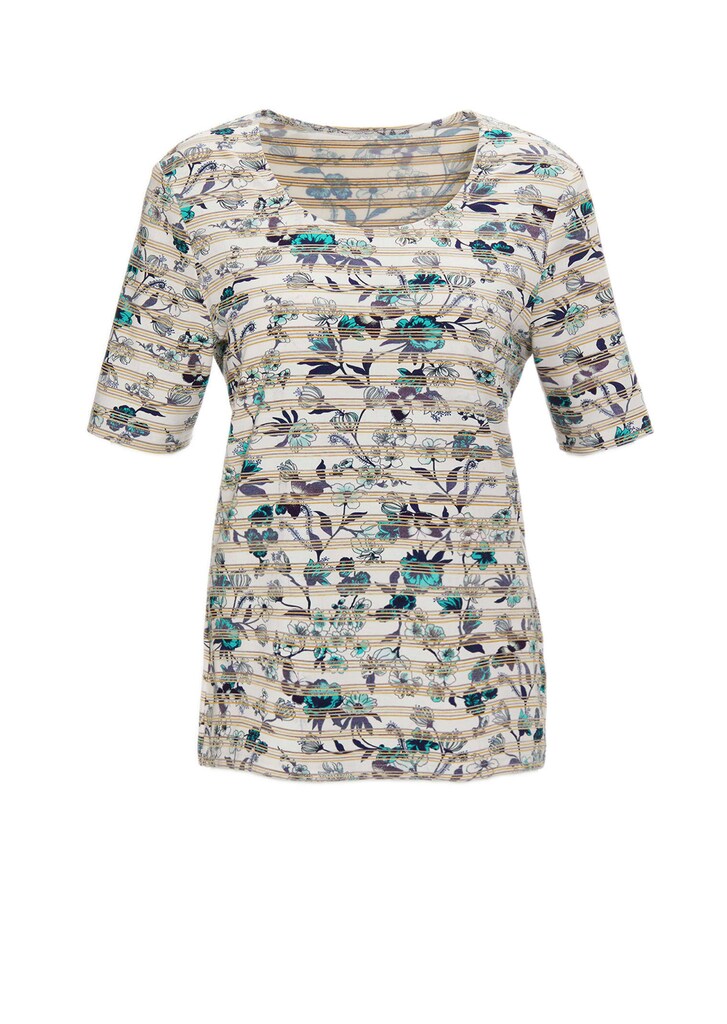 Ringelshirt mit Halbarm und Rundhalsausschnitt
