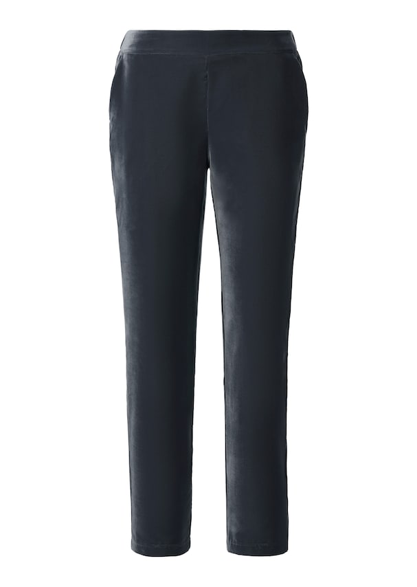 Slim velvet trousers with elasticated waistband