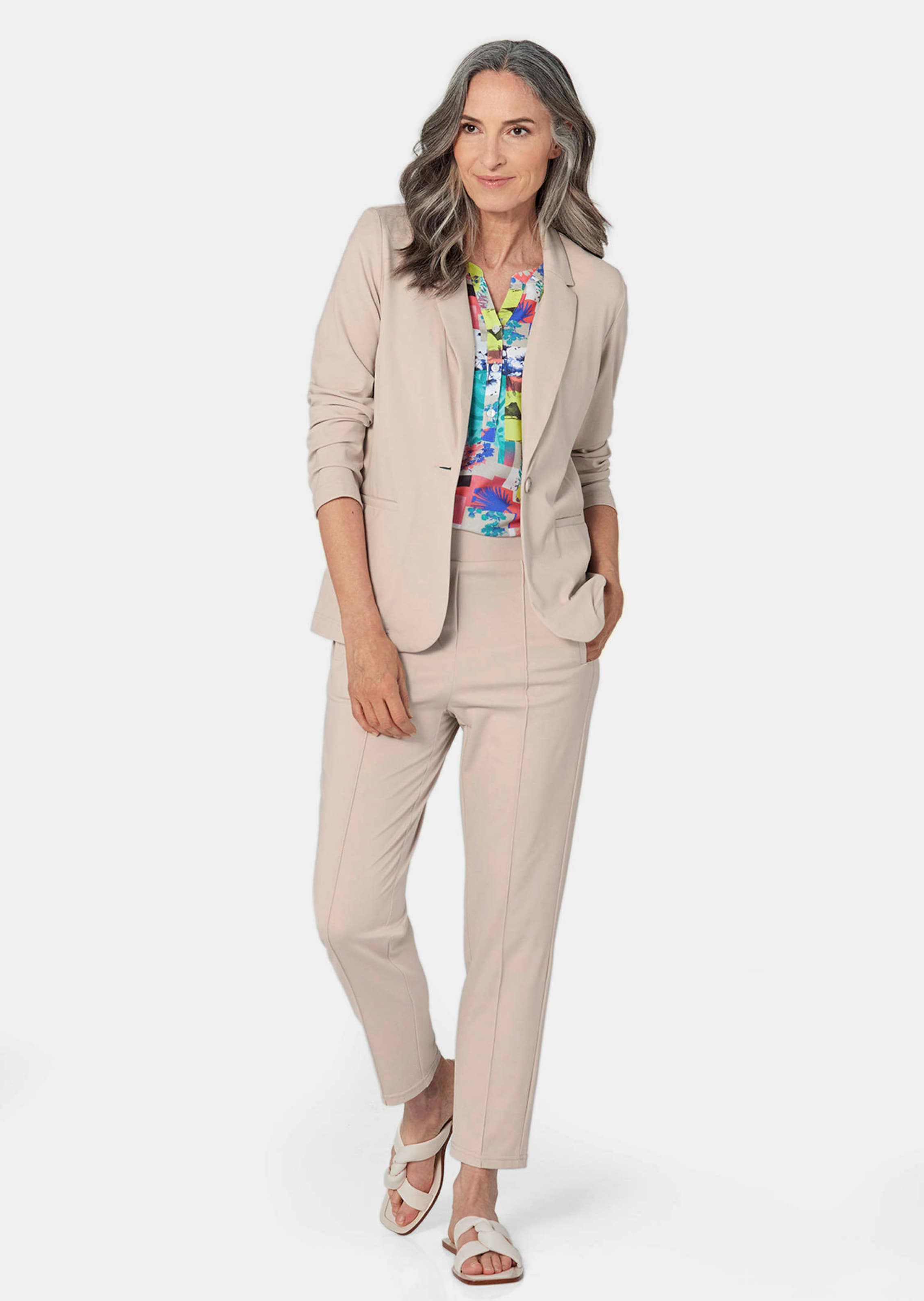 Blazer léger en jersey très agréable à porter - gris pierre - Gr. 21 de Goldner Fashion