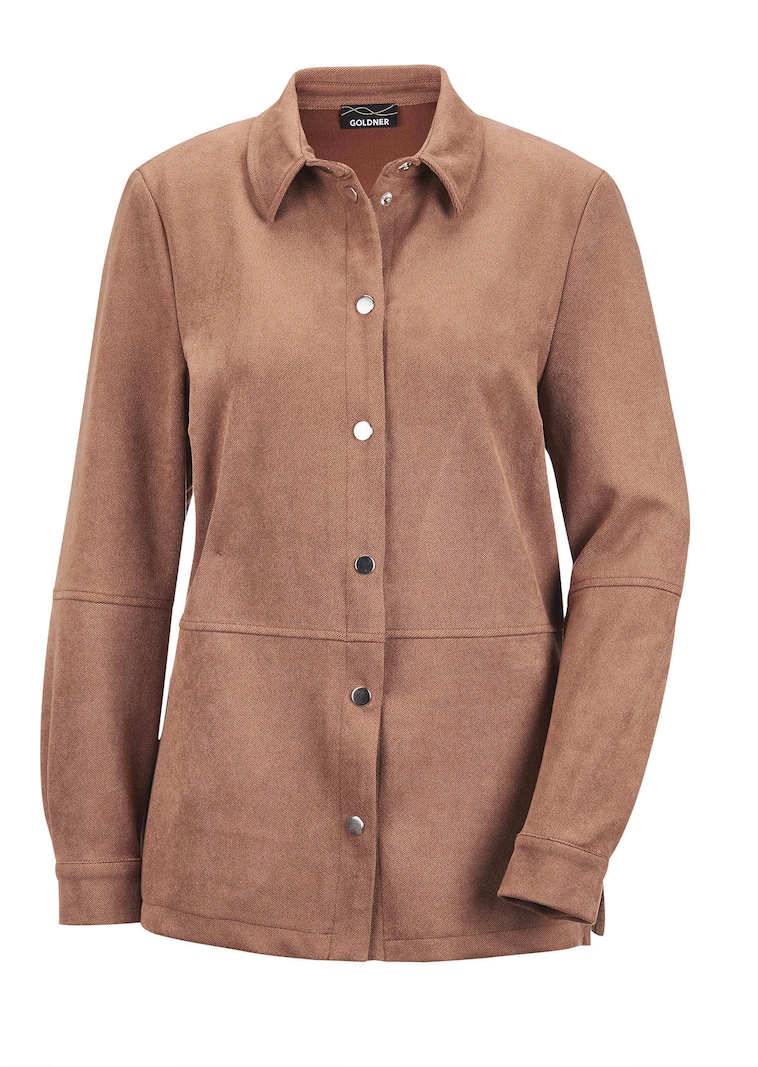 Hemdjacke in weicher Velourslederoptik