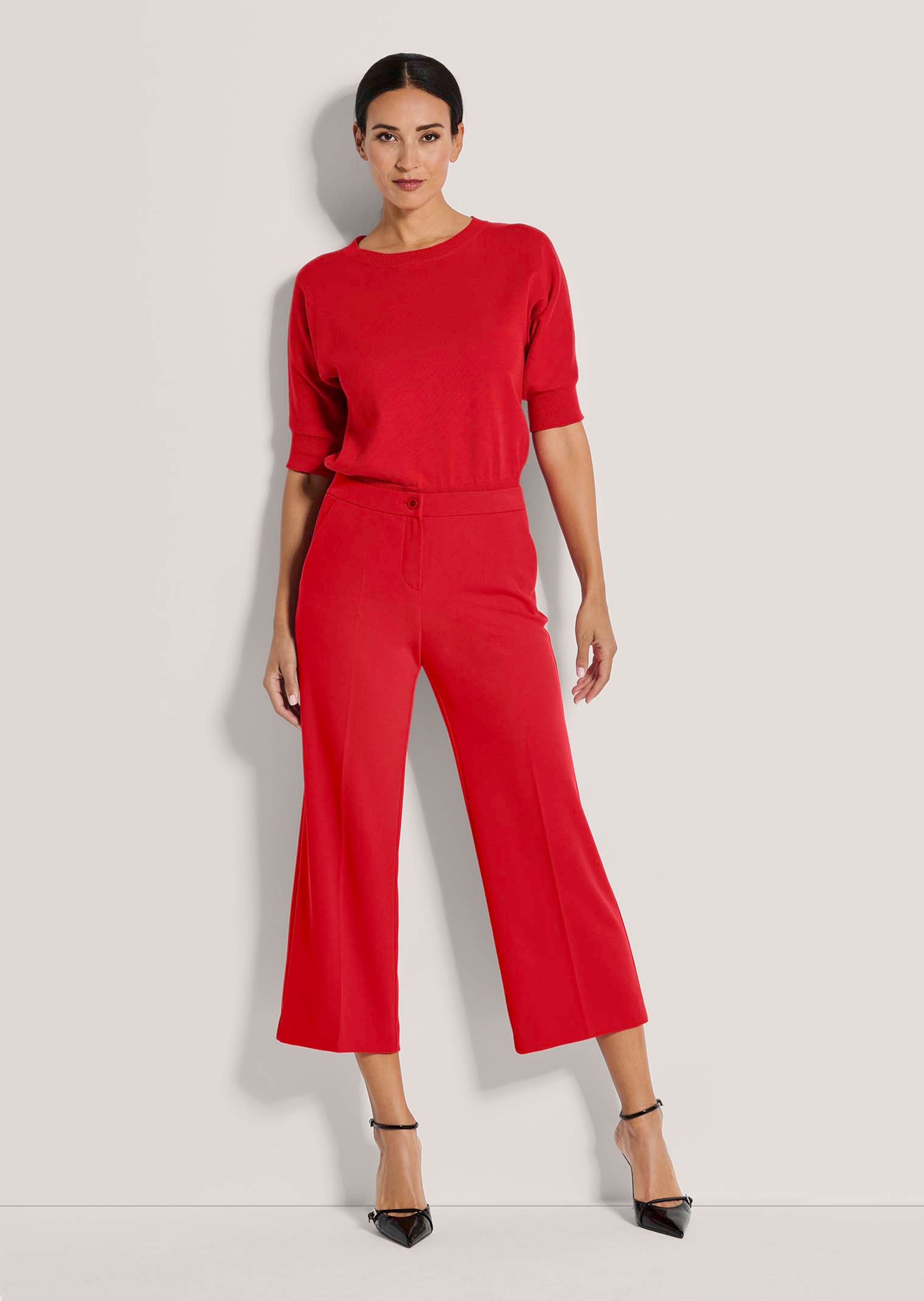 Pantacourt 3/4 Extensible Femme Rouge Cerise Taille 38-52 - Confort Et Style Au Quotidien