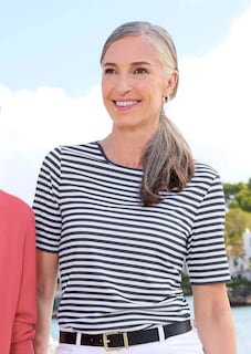 T-shirt à rayures en jersey de viscose thumbnail 7