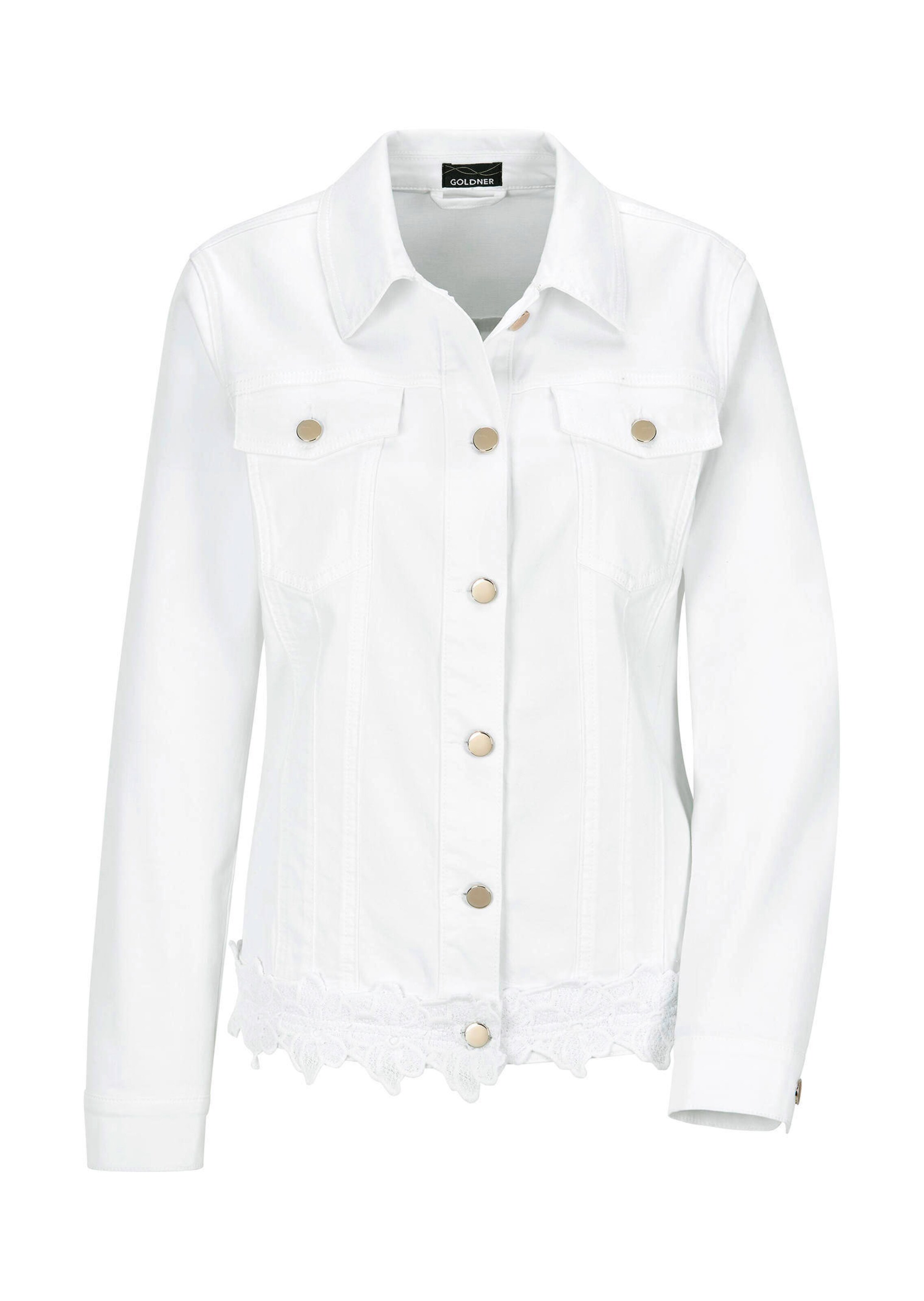 Veste en jean ornée d'une bordure florale